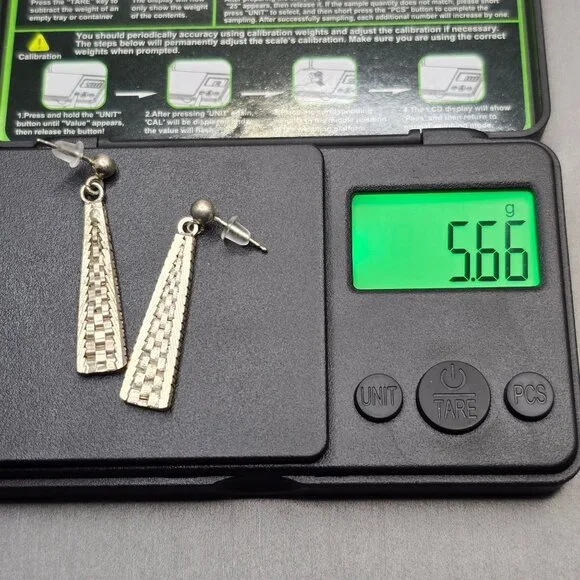 VTG Sterling Silver Woven Texture Drop Earrings 1.5" - Picture 6 of 6